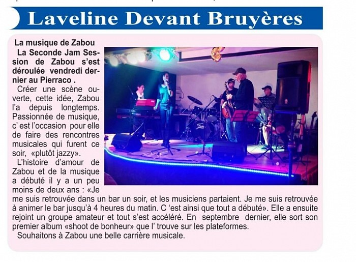 La Jam dans le journal Vosges Matin merci Étienne 😊